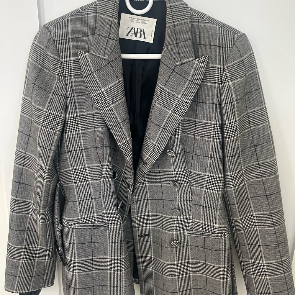Zara Gray Plaid Women’s Blazer